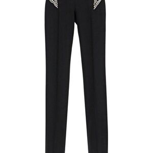 Stella McCartney Black Straight Leg Pants with Silver Embellishments